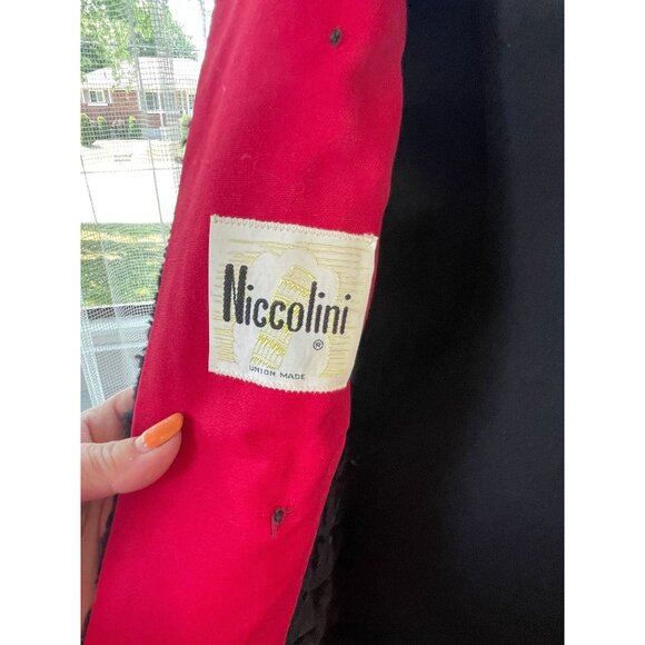 Vintage 80s ladies coat, red & black parka, faux fur collar & cuffs, 6/8 (S/M) - Picture 8 of 9